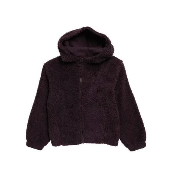 Zella Girls Beary Faux Fur Full Zip Hooded Jacket in Purple Nebula XL(14/16) $30 - Picture 1 of 4